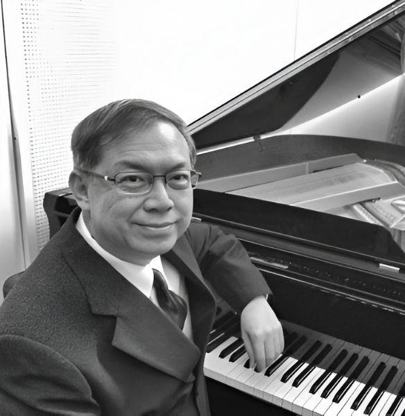 distinguished middle-aged male music school principal, professional attire, warm friendly expression